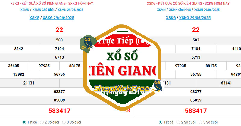 XSKG 29/6 - Kết quả xổ số Kiên Giang hôm nay 29/6/2025