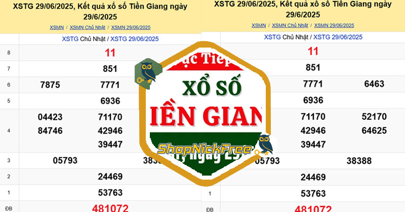 XSTG 29/6 - Kết quả xổ số Tiền Giang hôm nay 29/6/2025