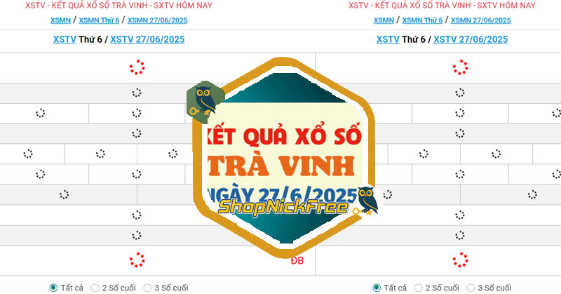 XSTV 27/6 - Kết quả xổ số Trà Vinh hôm nay 27/6/2025