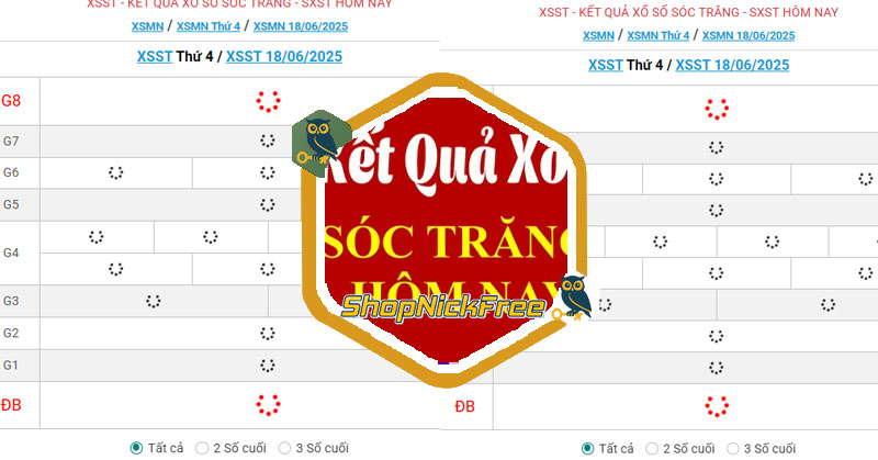 Xổ số Sóc Trăng 18/6/2025 - Kết quả xổ số Sóc Trăng ngày 18/6/2025