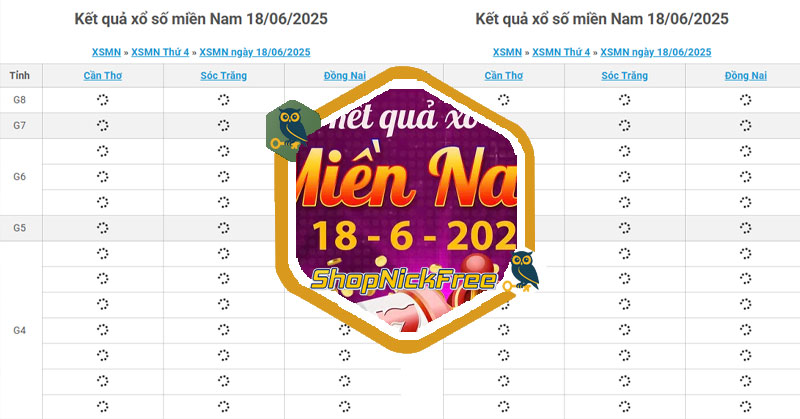 XSMN 18/06/2025 - Xổ số ngày 17 tháng 6 năm 2025